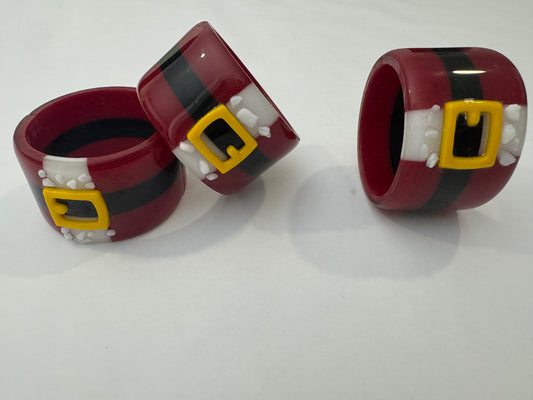 Santa servilletero  de vitrofusión (6pz set)