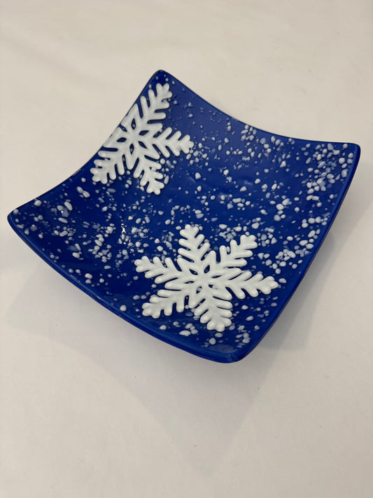 Snowflake Platón de vidrio fusionado ( 25x25cm) OPAL